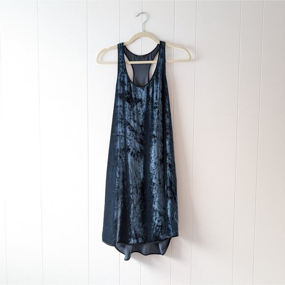 Theory Velvet Silk Blend Teal Tank Dress, size 4 - Picture 1 of 6